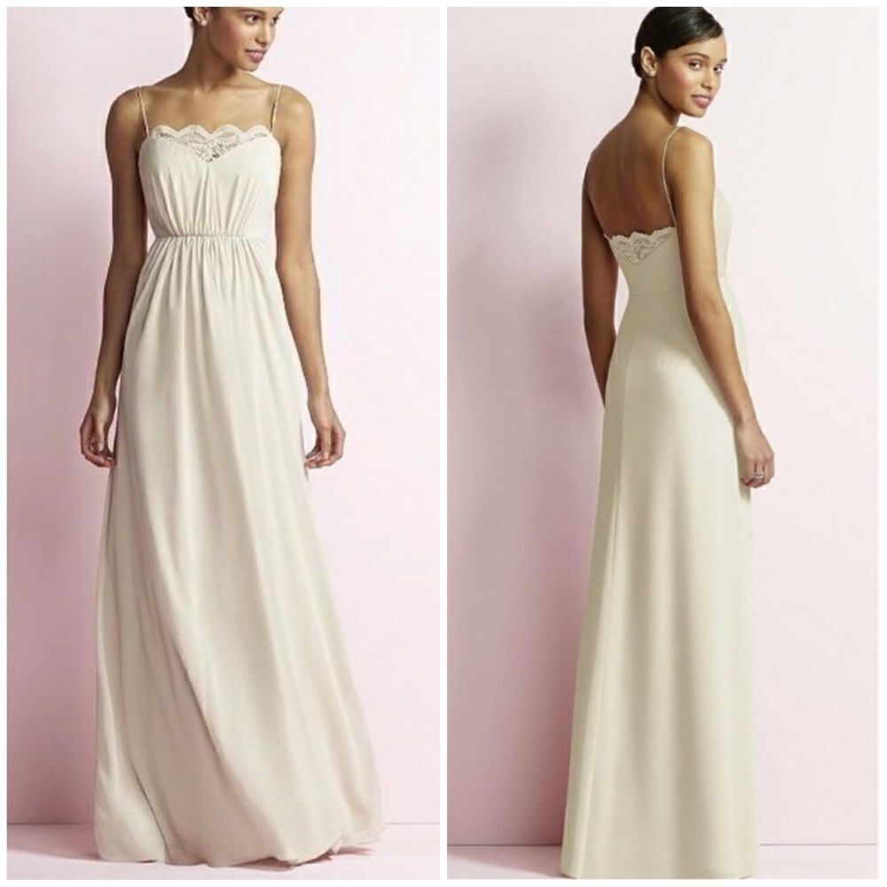 Jenny Yoo Palomino Beige Spaghetti Strap Bridesmaid Bridal Maxi Dress